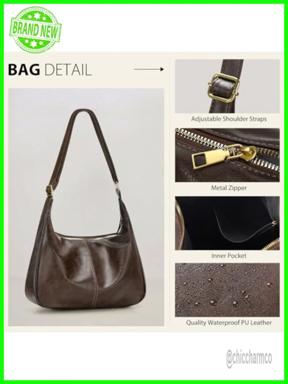 Sightor Hobo Bag PU Leather Slouchy Shoulder Crossbody Purse